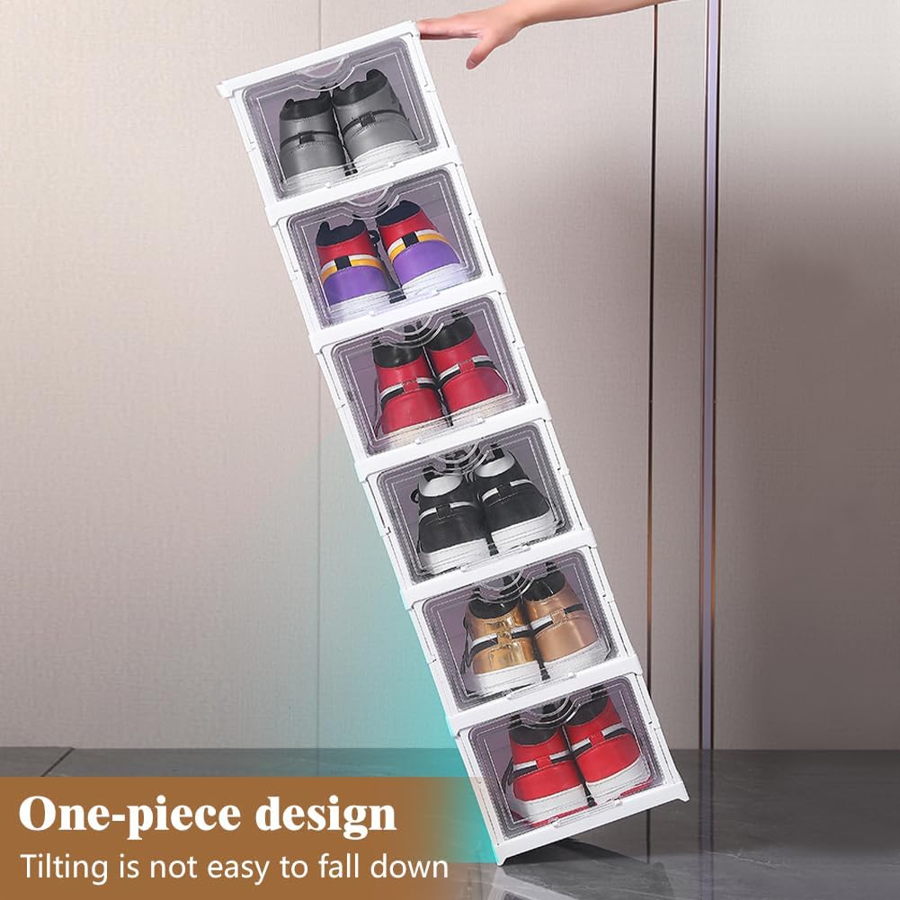 CARLA HOME 3-Tier Stackable Shoe Storage Box Organizer with Clear Door for Closet, Entryway or Cabinet 6