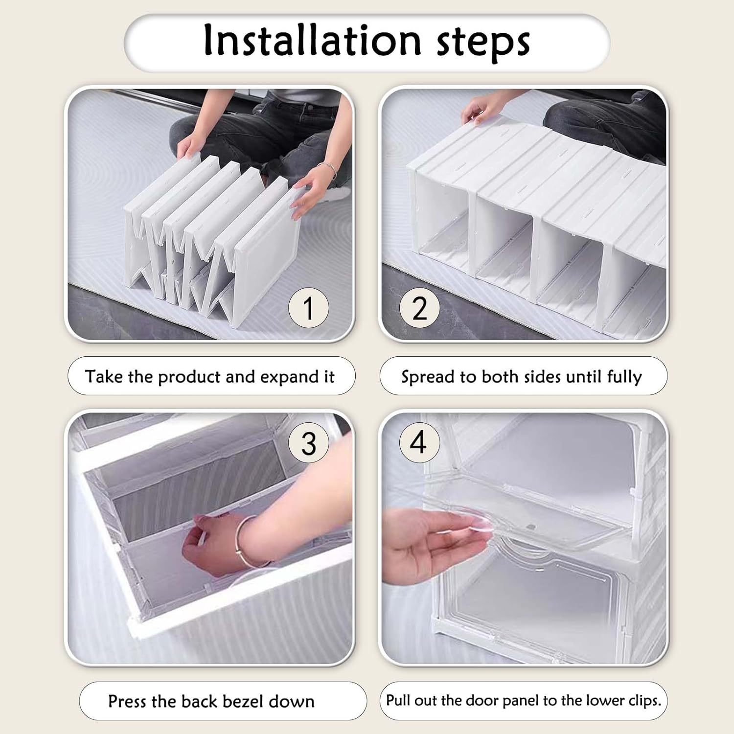 CARLA HOME 3-Tier Stackable Shoe Storage Box Organizer with Clear Door for Closet, Entryway or Cabinet 9