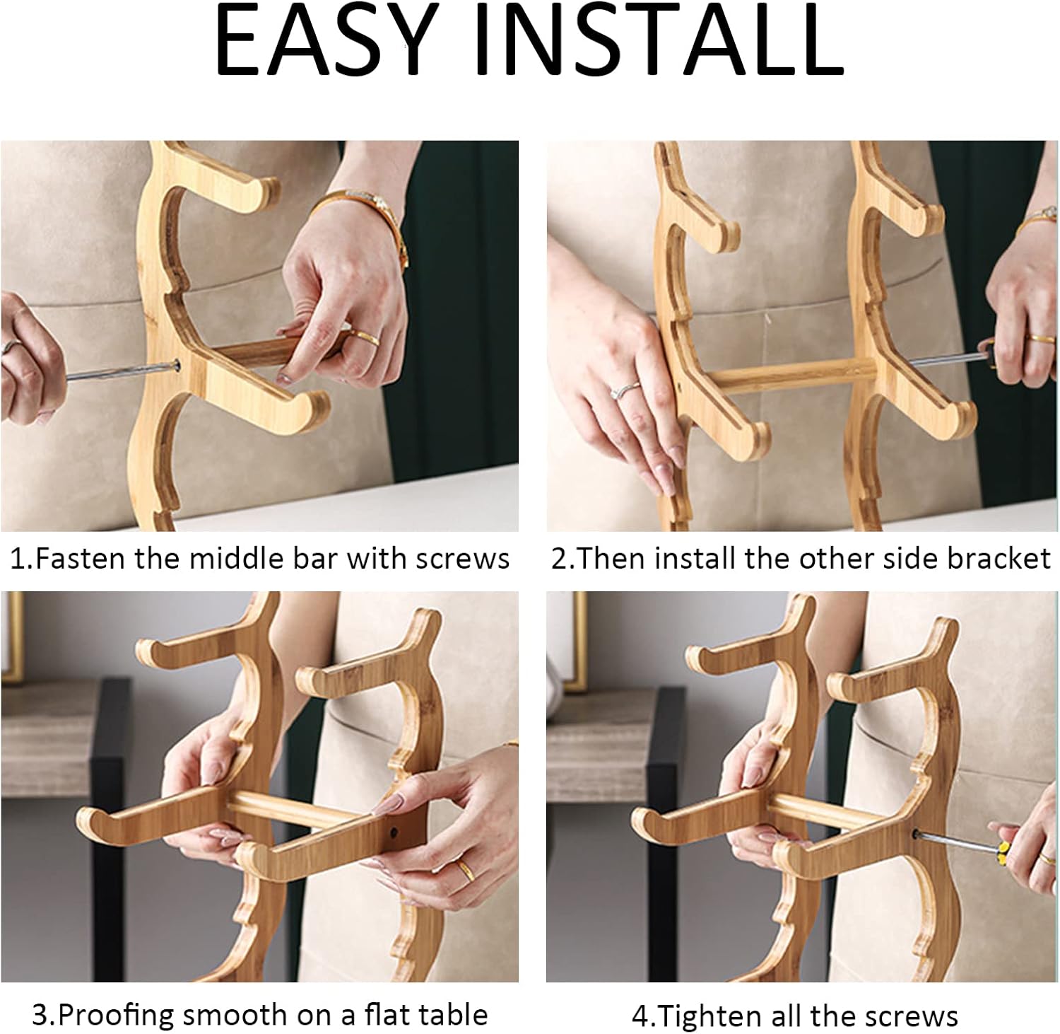 CARLA HOME 3-Tier Ceramic Fruit Bowl Basket with Bamboo Stand for Kitchen Counter, Snack Tray, Dessert Server & Vegetable Storage Rack 9