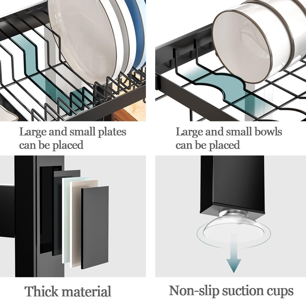 CARLA HOME Adjustable Over the Sink Dish Drying Rack with Utensil Holder, Hooks & Cutting Board Rack for Kitchen Counter Storage 4