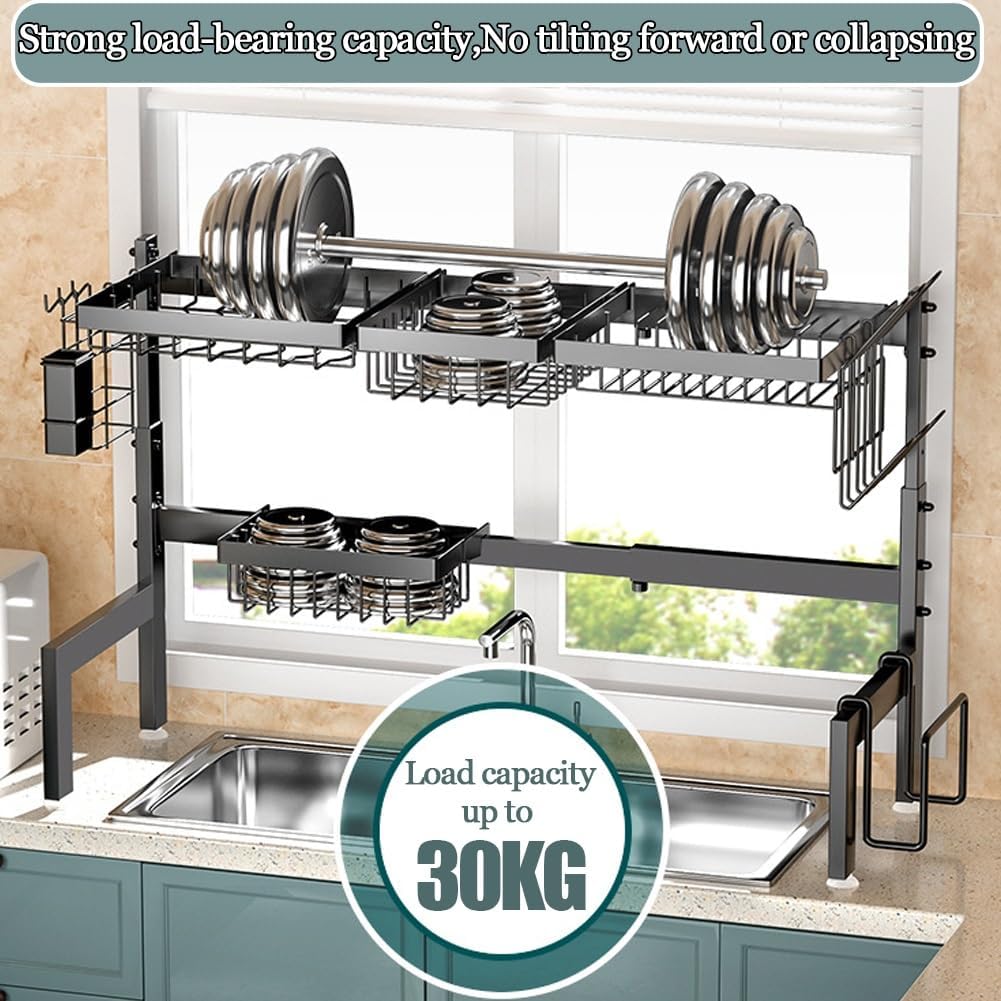 CARLA HOME Adjustable Over the Sink Dish Drying Rack with Utensil Holder, Hooks & Cutting Board Rack for Kitchen Counter Storage 6