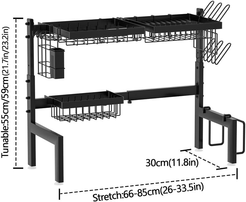 CARLA HOME Adjustable Over the Sink Dish Drying Rack with Utensil Holder, Hooks & Cutting Board Rack for Kitchen Counter Storage 8