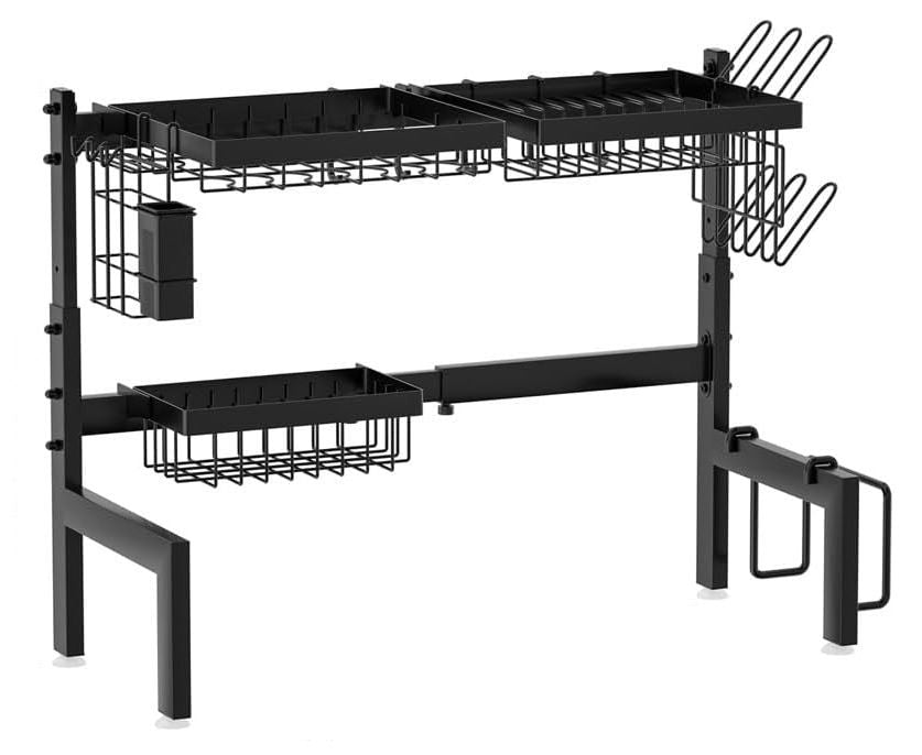 CARLA HOME Adjustable Over the Sink Dish Drying Rack with Utensil Holder, Hooks & Cutting Board Rack for Kitchen Counter Storage 9
