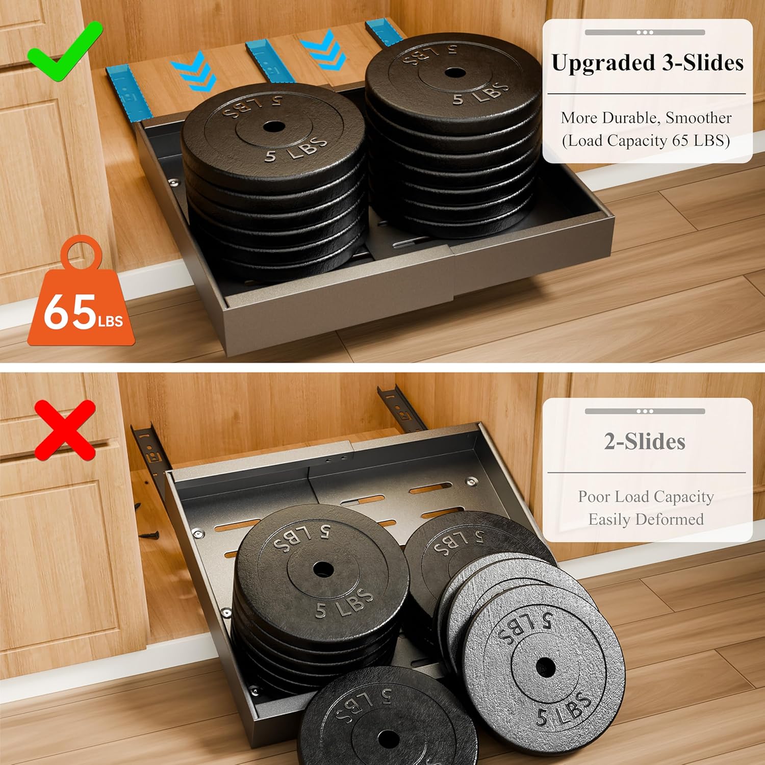 CARLA HOME 2 Pack Pull Out Cabinet Organizer Expandable for Cabinets with Adjustable Slide Out Shelves and Easy Installation (Grey) 6