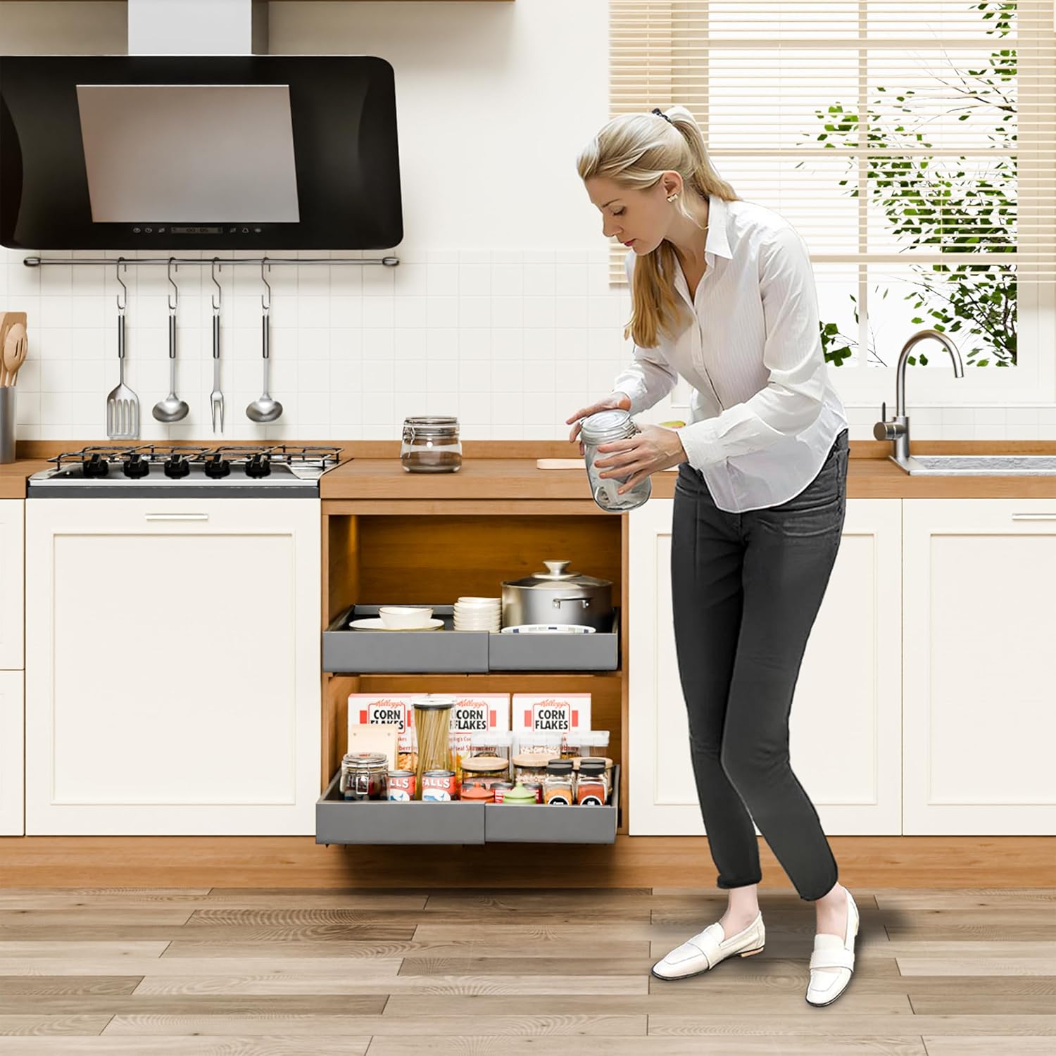 CARLA HOME 2 Pack Pull Out Cabinet Organizer Expandable for Cabinets with Adjustable Slide Out Shelves and Easy Installation (Grey) 7