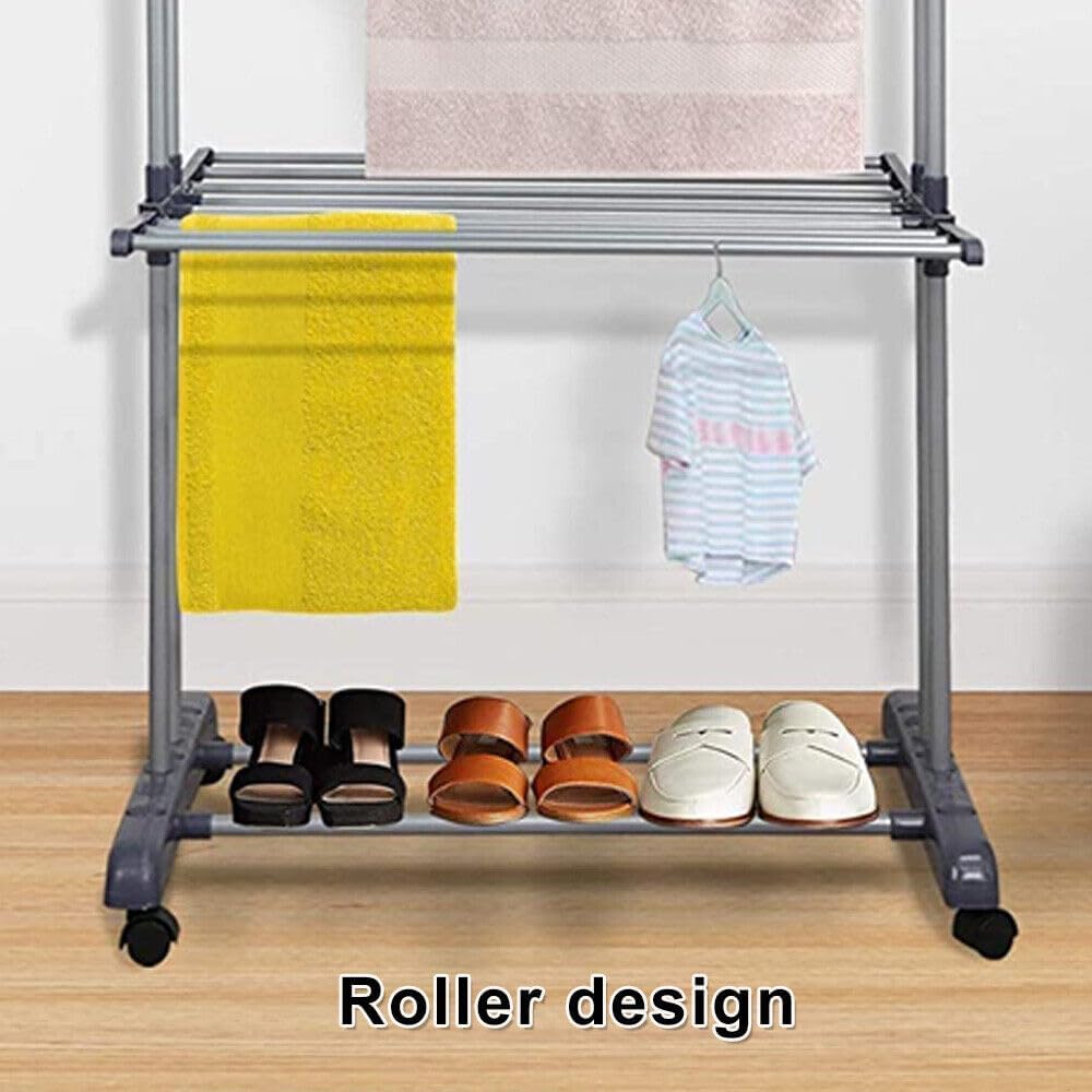CARLA HOME Folding Clothes Drying Rack with Wheels and Adjustable Side Wings for Laundry Rack and Clothes Storage (Upgraded Model) 6