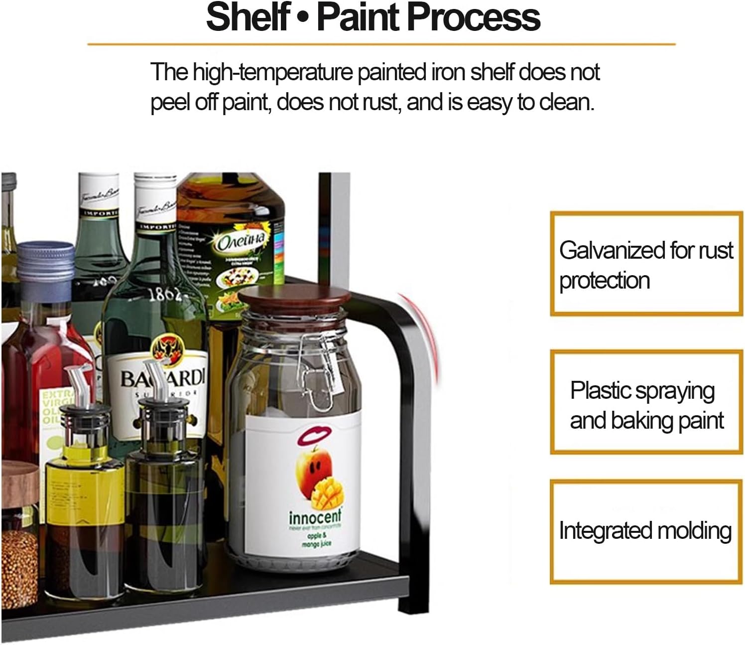 CARLA HOME 2-Tier Wooden Kitchen Countertop Spice Rack for Storage of Condiments, Oils, Jars & Seasoning Bottles 7