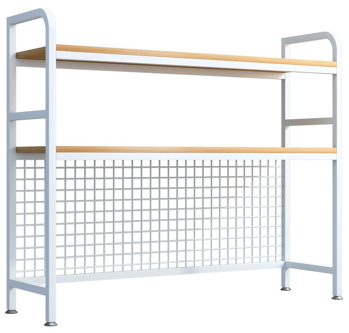 CARLA HOME  2-Tier Metal Desktop Hutch Bookshelf with Grid Panel for Computer Desk and Office Countertop 10