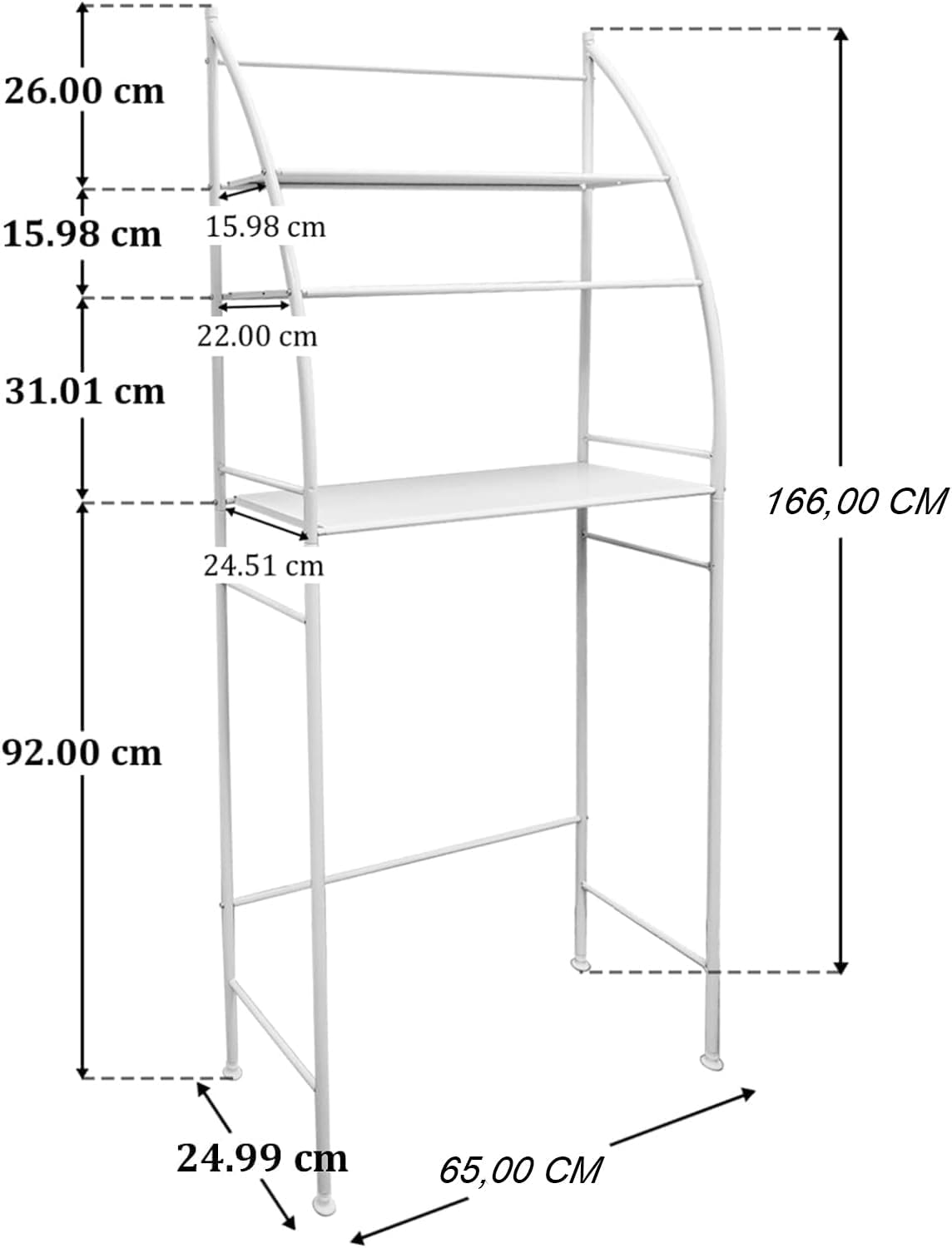 CARLA HOME 3-Tier Over Washing Machine Storage Rack for Laundry Room Space Saving, Towels, Detergent & Bathroom Essentials 3