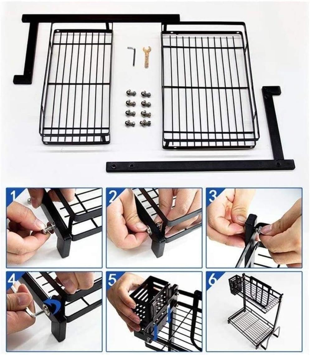 CARLA HOME 2-Tier Kitchen Spice Rack Organizer Storage Shelf for Condiments, Oil Bottles, Utensils, Cutting Board & More 8