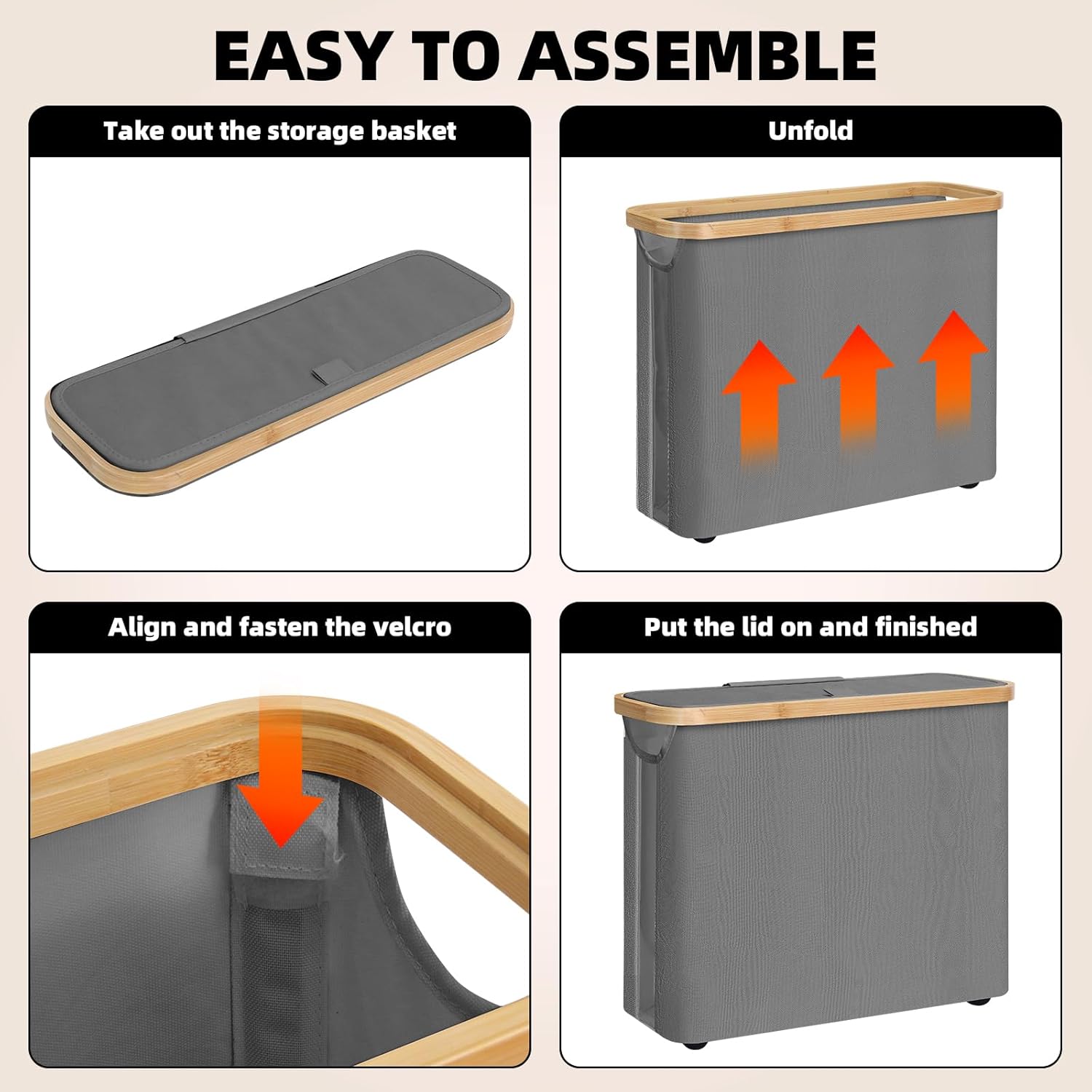 CARLA HOME 2 pack Toilet Paper Storage Basket Holds Up to 12 Rolls with Bamboo Lid and Handle for RV Closet (Grey) 7