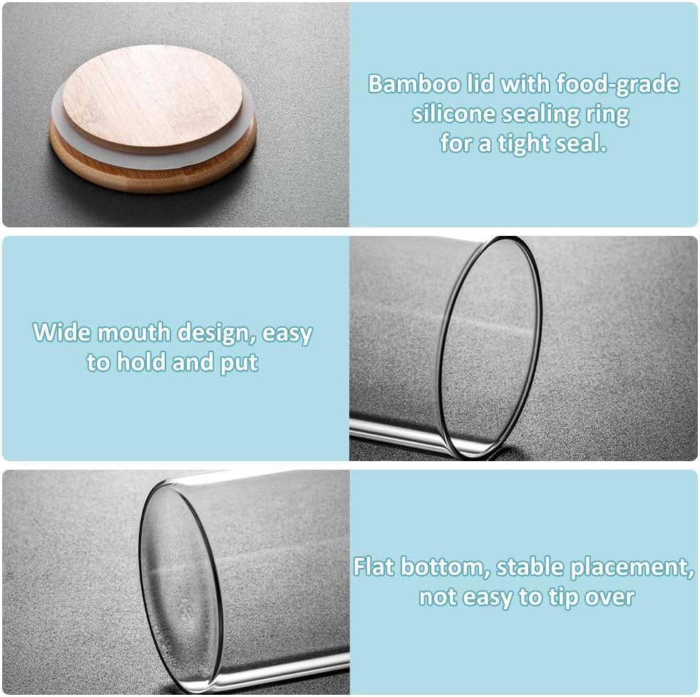 CARLA HOME 12 Pack Glass Storage Jars with Bamboo Lids for Kitchen Pantry, Pasta, Snacks, Cookies, Candy & More 10