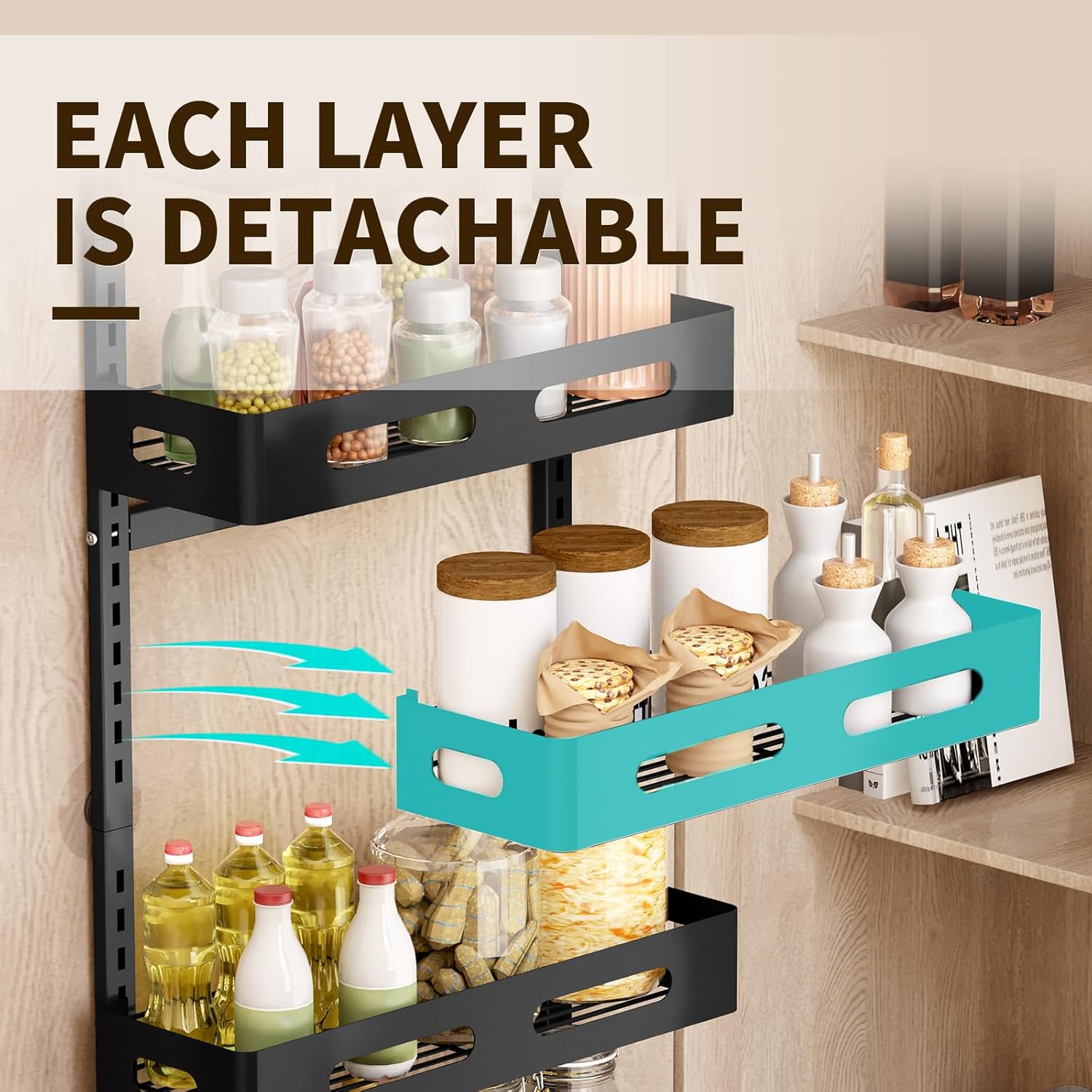 CARLA HOME 6 Tier Over the Door Organizer with Adjustable Metal Pantry Storage Rack and Hanging Baskets for Kitchen and Bathroom 5