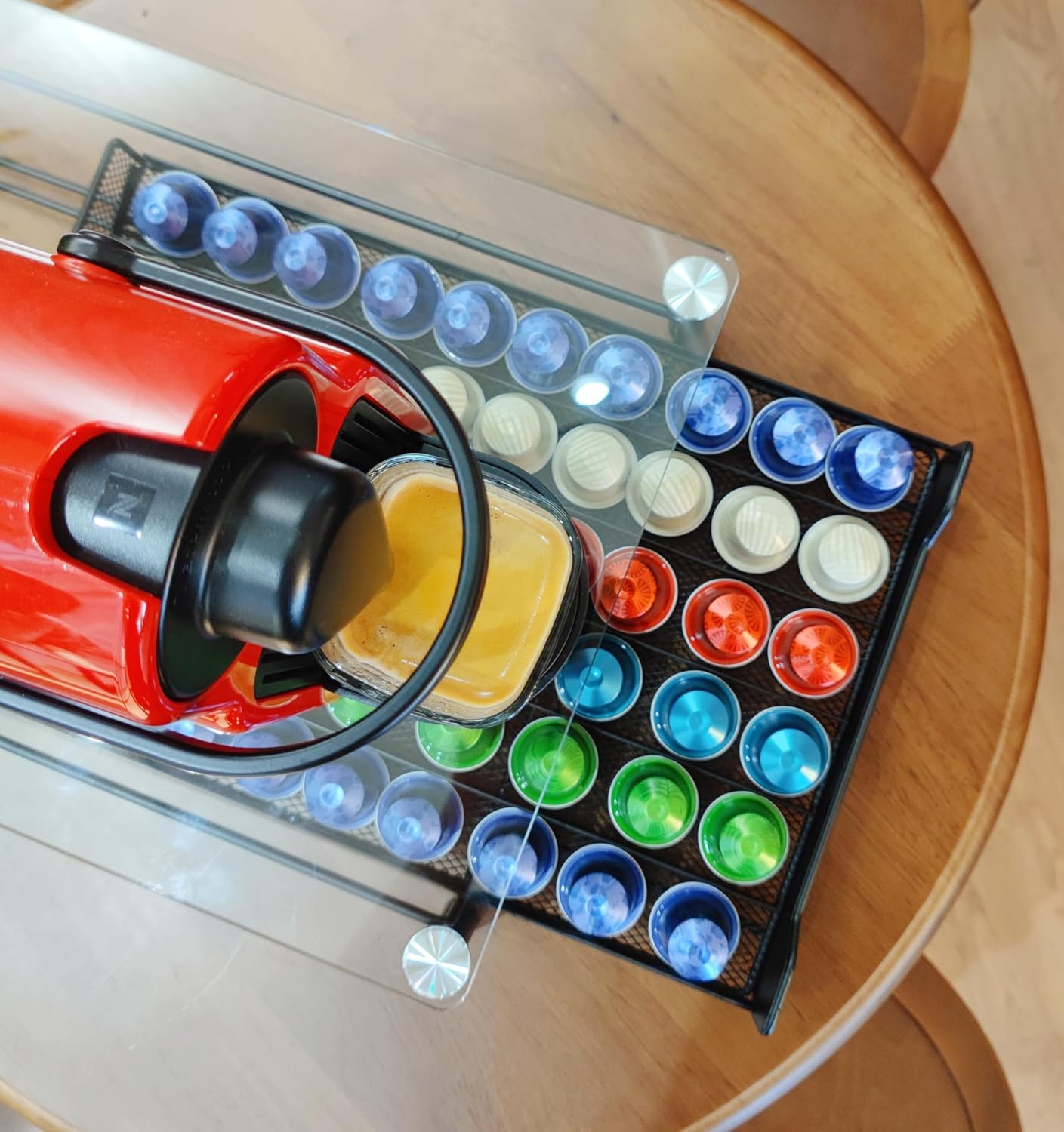 CARLA HOME 60 Coffee Pod Holder Drawer with Tempered Glass Capsule Organizer for Nespresso Pods and Sliding Drawer for Kitchen Countertop 4