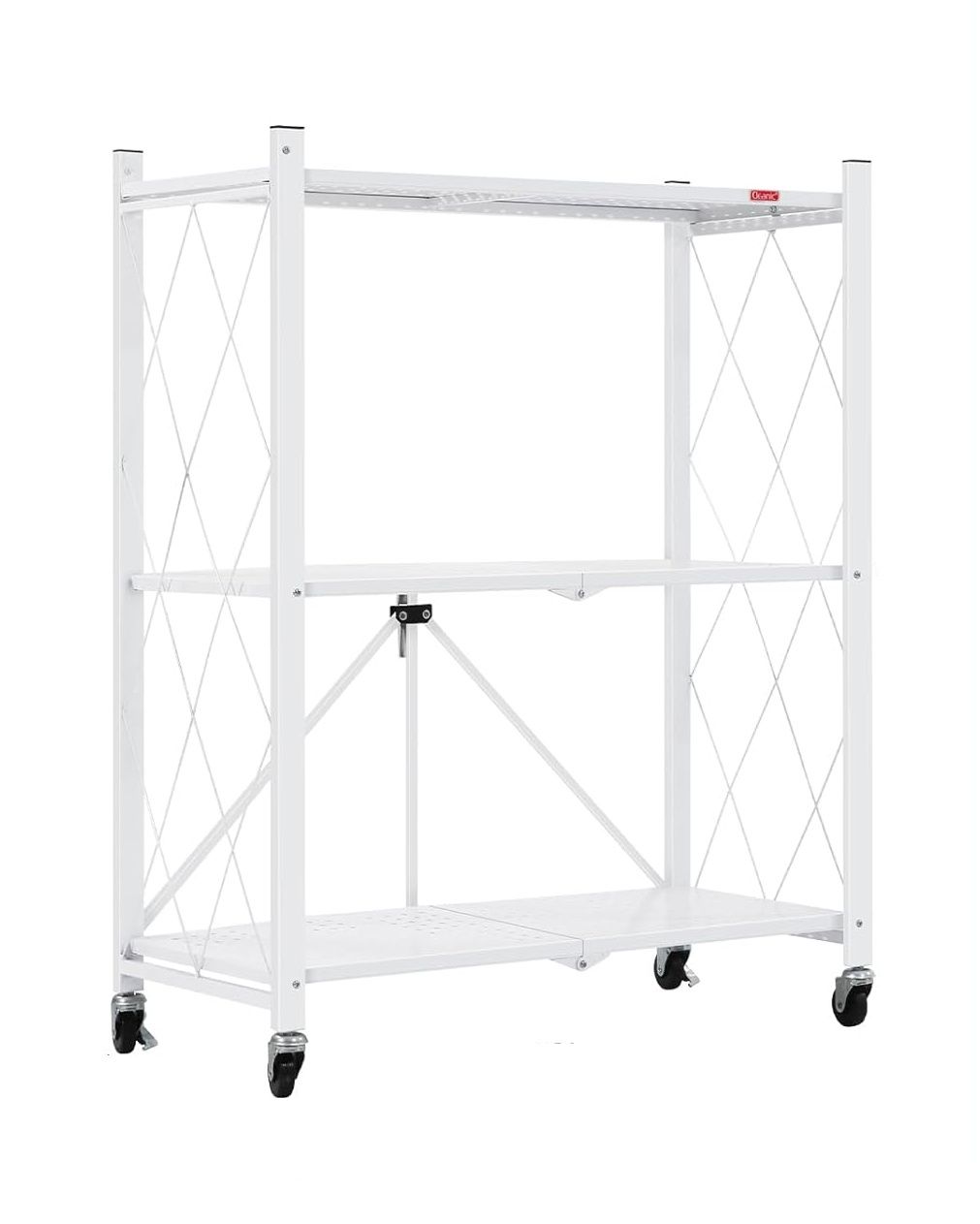 CARLA HOME 3-Tier Foldable Storage Shelf with Wheels for Kitchen, Garage, Pantry or Basement (White) 10