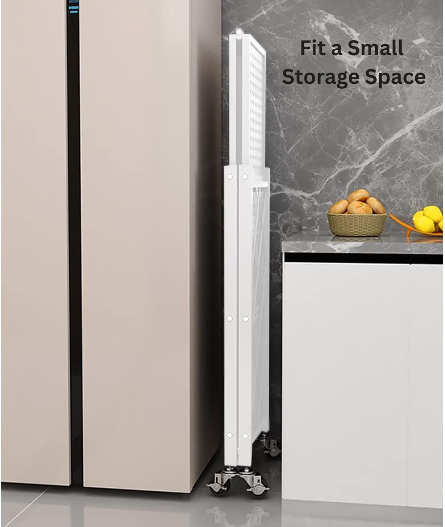 CARLA HOME 4-Tier Foldable Storage Shelf with Wheels for Kitchen, Garage, Pantry or Basement (White) 7