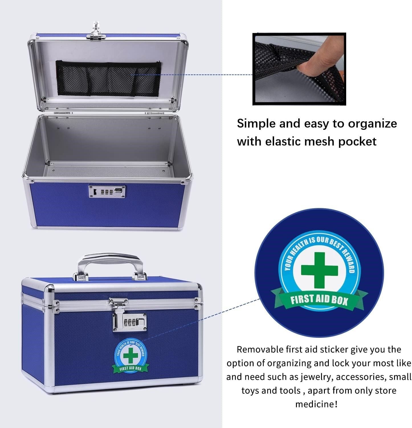 Locking Combination Medicine Box (Blue/Medium) 5