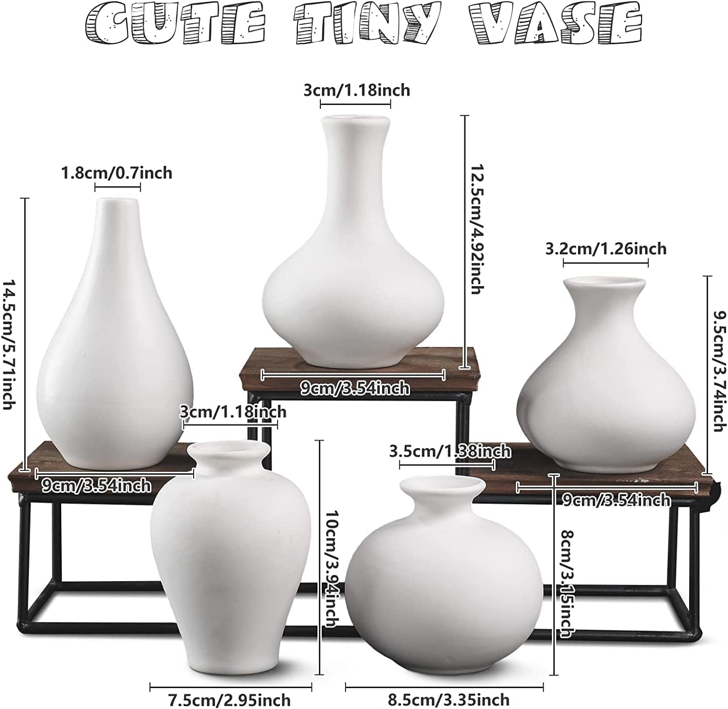 Ceramic Set of 5 White Vases for Home D�cor 3