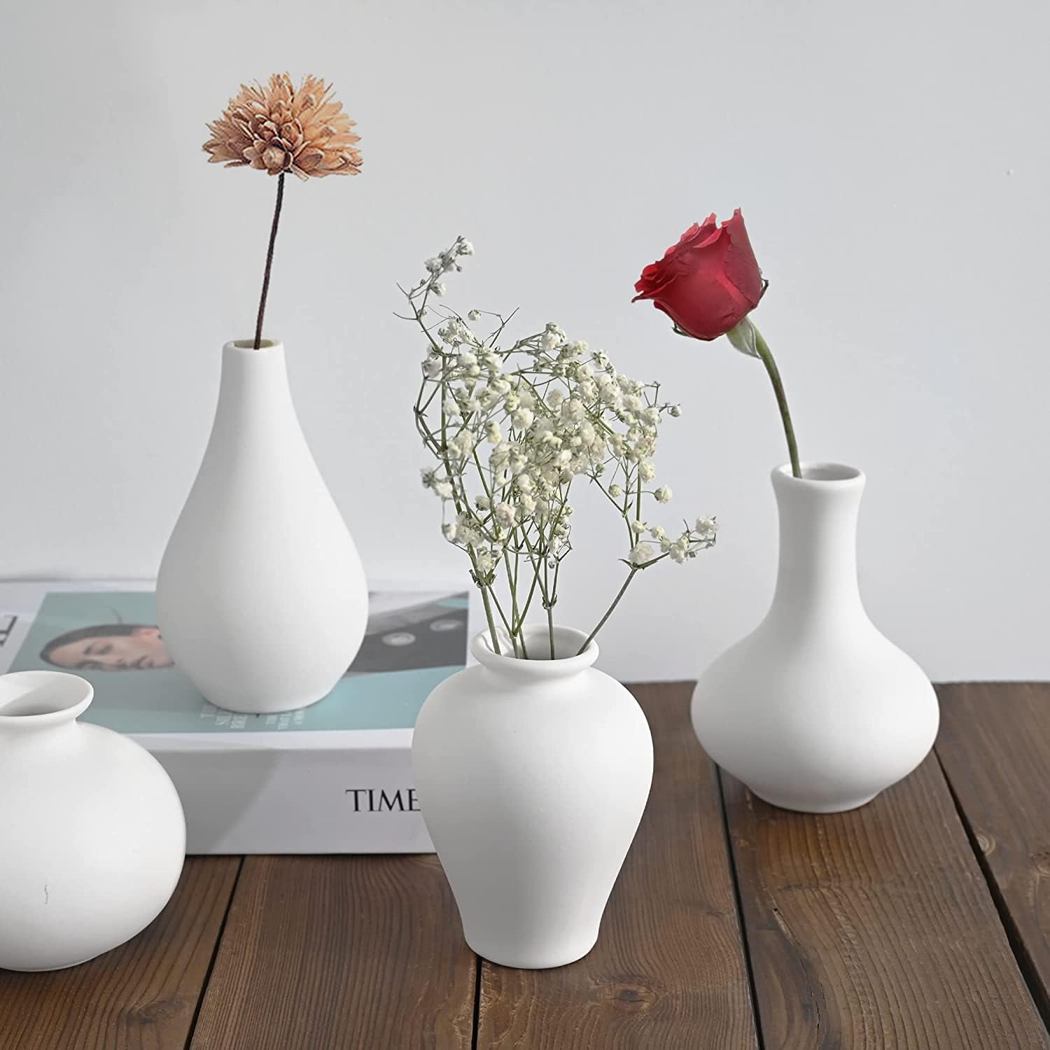 Ceramic Set of 5 White Vases for Home D�cor 5