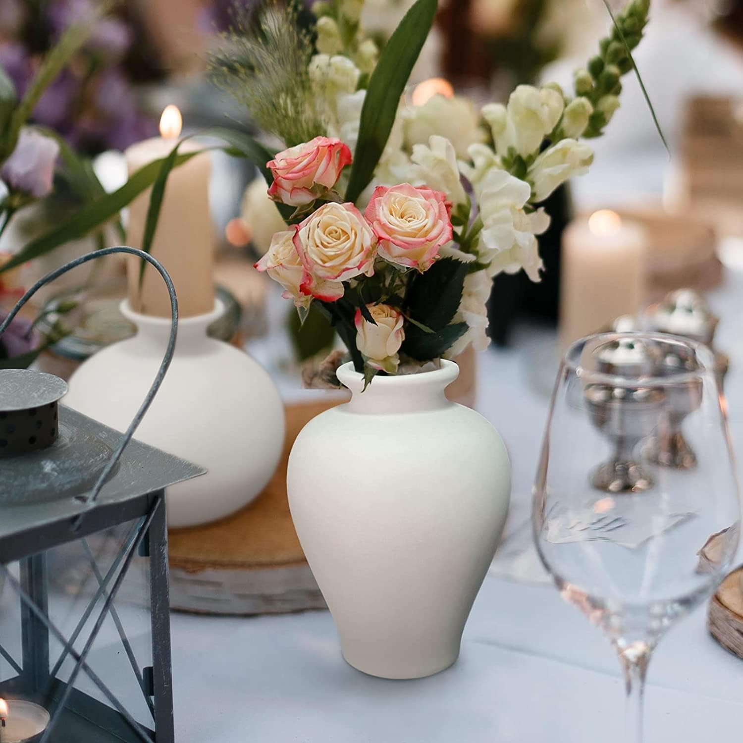 Ceramic Set of 5 White Vases for Home D�cor 6