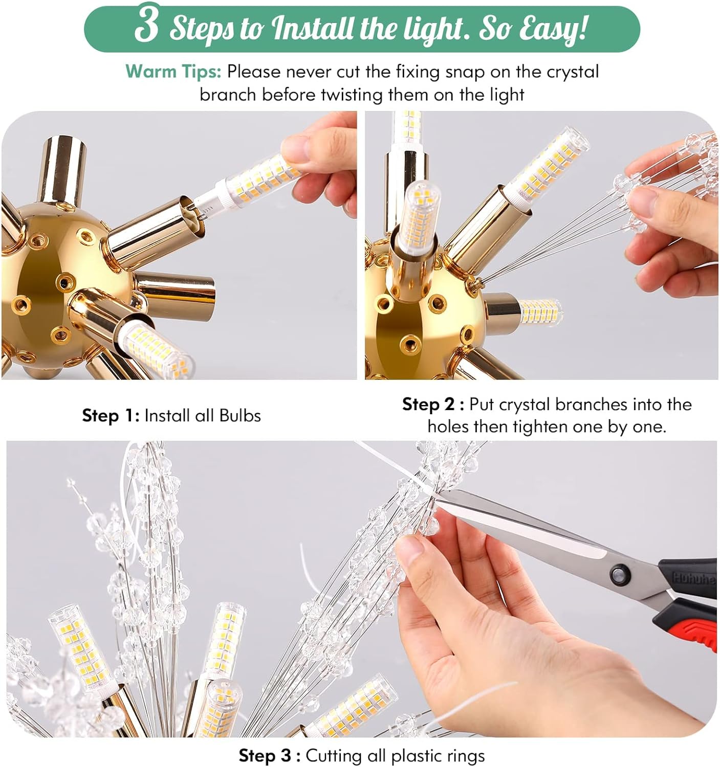 Modern Crystal Chandelier Firework, 8 Lights 6