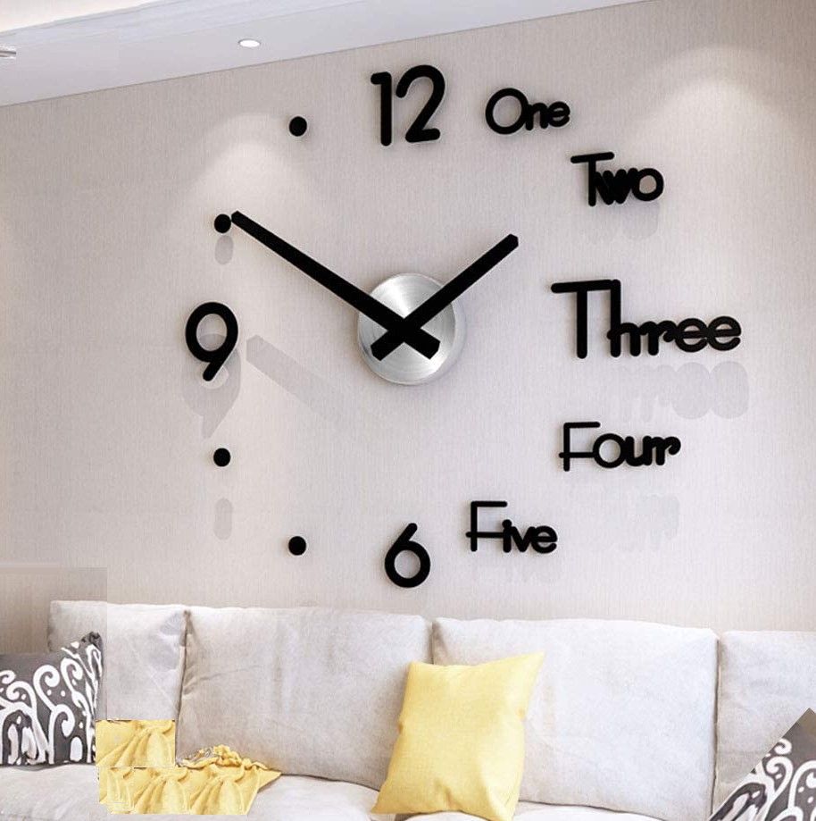 DIY Wall Clock Modern Frameless Large 3D Wall Watch Giant Roman Numerals for Home Living Room and Bedroom (Small) 6