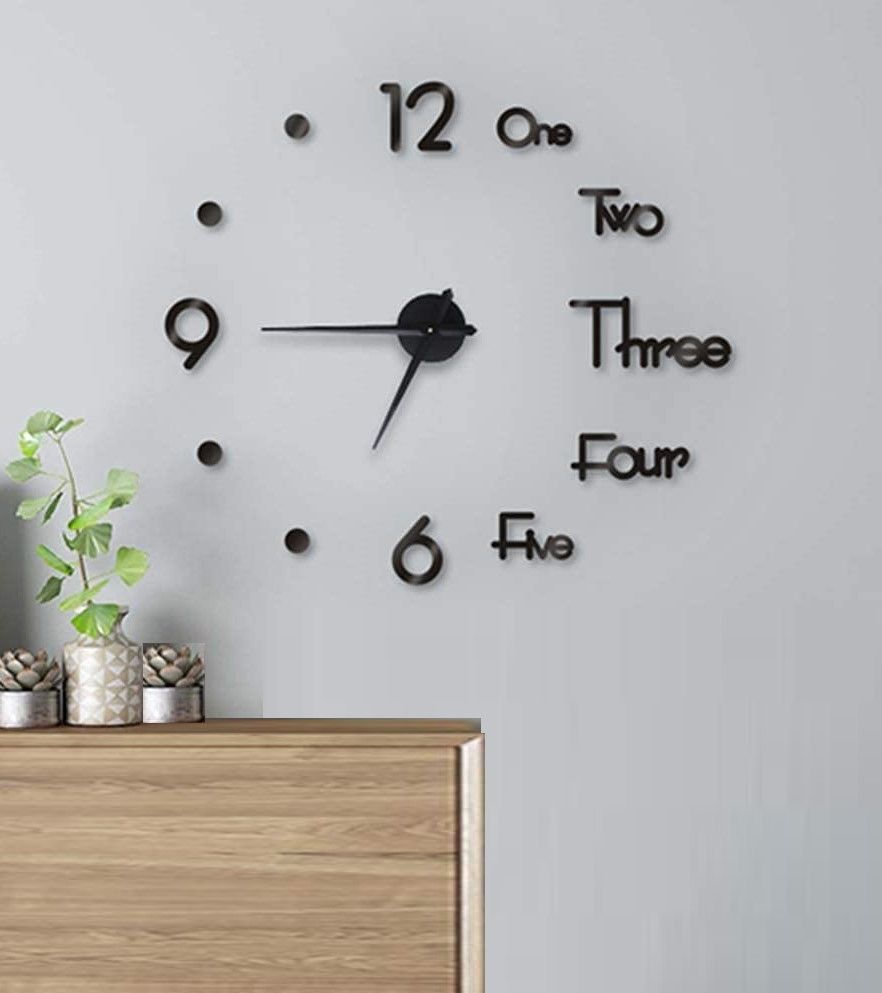 DIY Wall Clock Modern Frameless Large 3D Wall Watch Giant Roman Numerals for Home Living Room and Bedroom (Small) 8