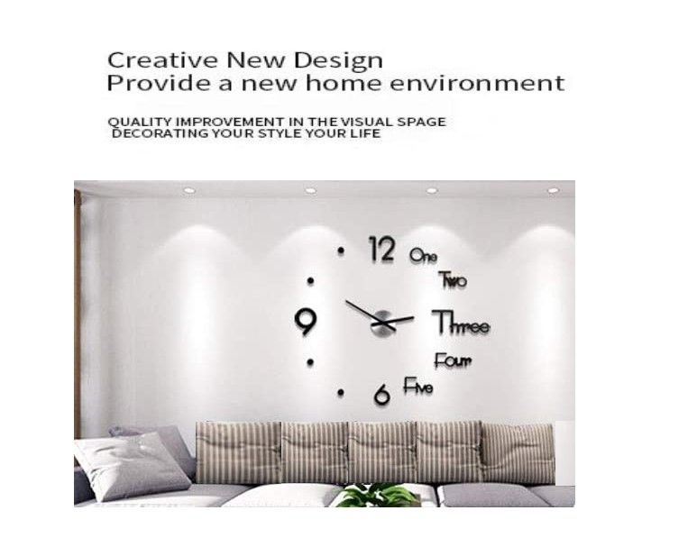 DIY Wall Clock Modern Frameless Large 3D Wall Watch Giant Roman Numerals for Home Living Room and Bedroom (Small) 9