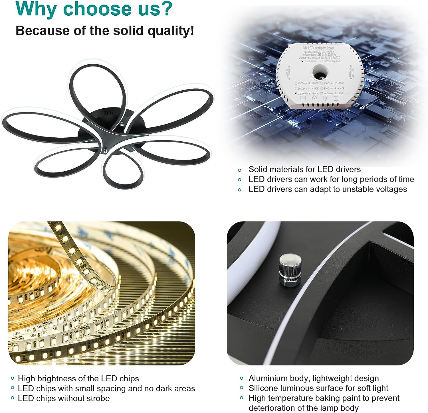 Modern LED Chandelier Light Fixture Dimmable Remote (75 cm) 5