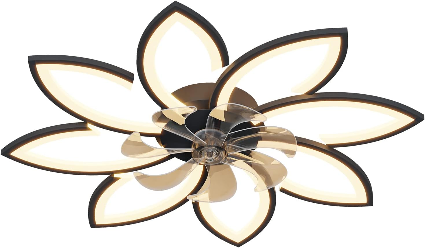 Modern Ceiling Light Fan, Low Profile, 6 Wind Speed, 3 Color (90cm, Black) 6
