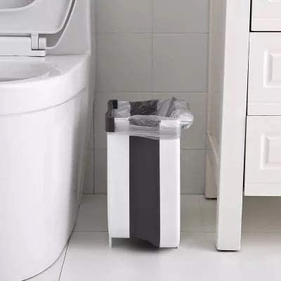 Hanging Trash Can Collapsible Small Garbage Waste Bin for Kitchen Cabinet Door (White) 5