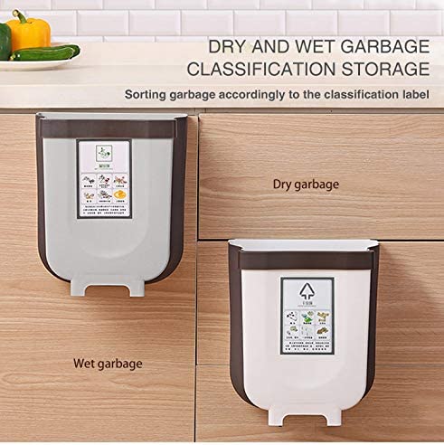 Hanging Trash Can Collapsible Small Garbage Waste Bin for Kitchen Cabinet Door (Grey) 3