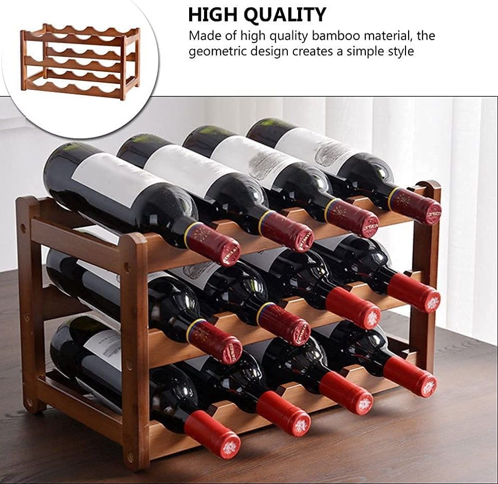 3-layer Bamboo Wine Storage Rack (12 bottles) 4