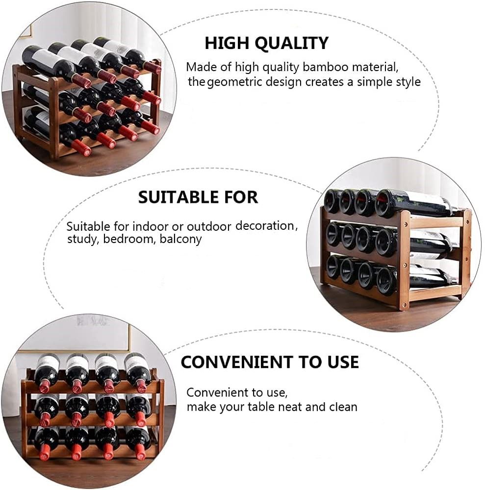 3-layer Bamboo Wine Storage Rack (12 bottles) 6
