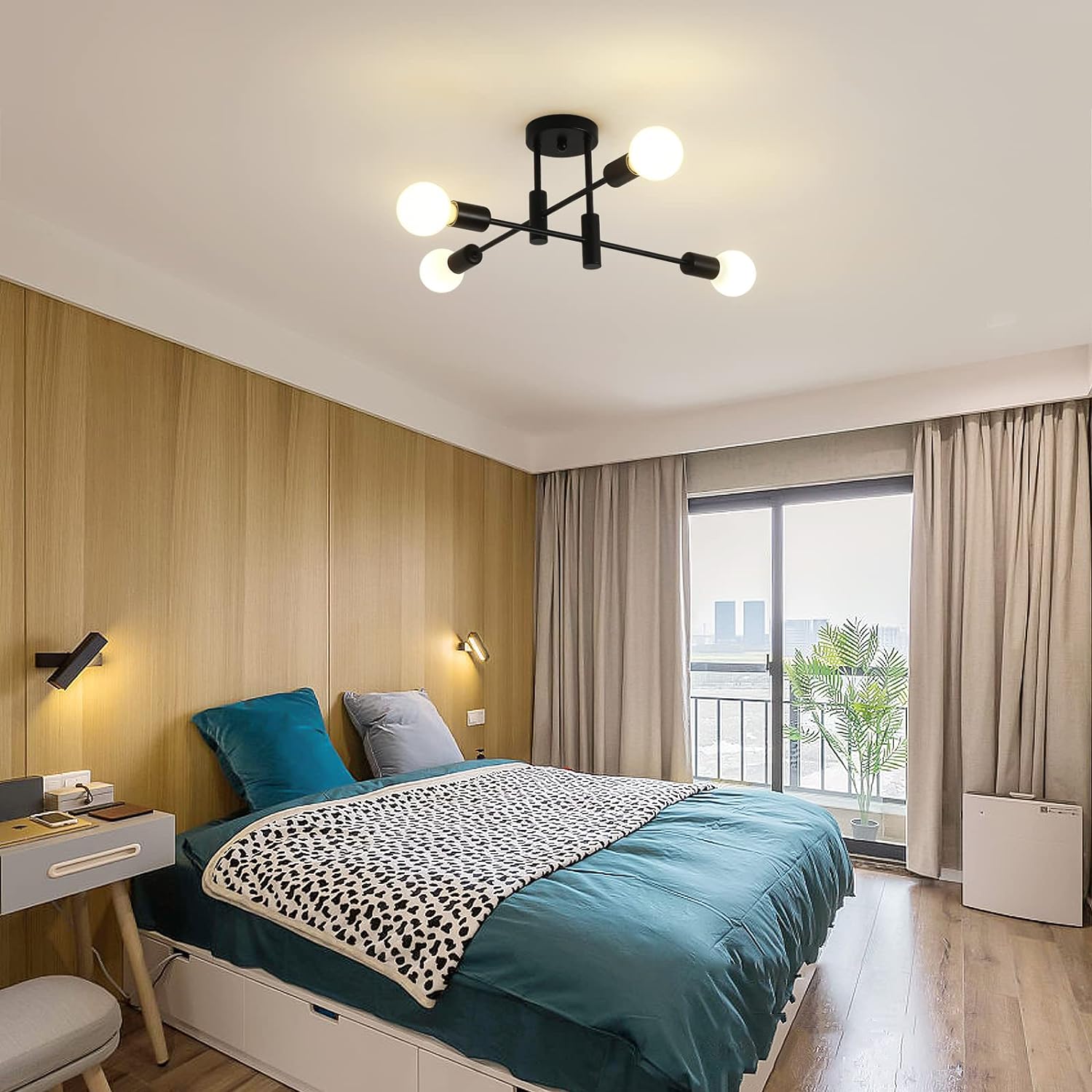 Mid Century Chandelier Modern, 4-Light 3