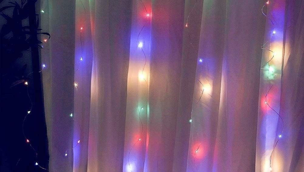300 LEDs Window Curtain Fairy Lights 8 Modes and Remote Control for Bedroom (Multicolor, 300 x 300cm) 6