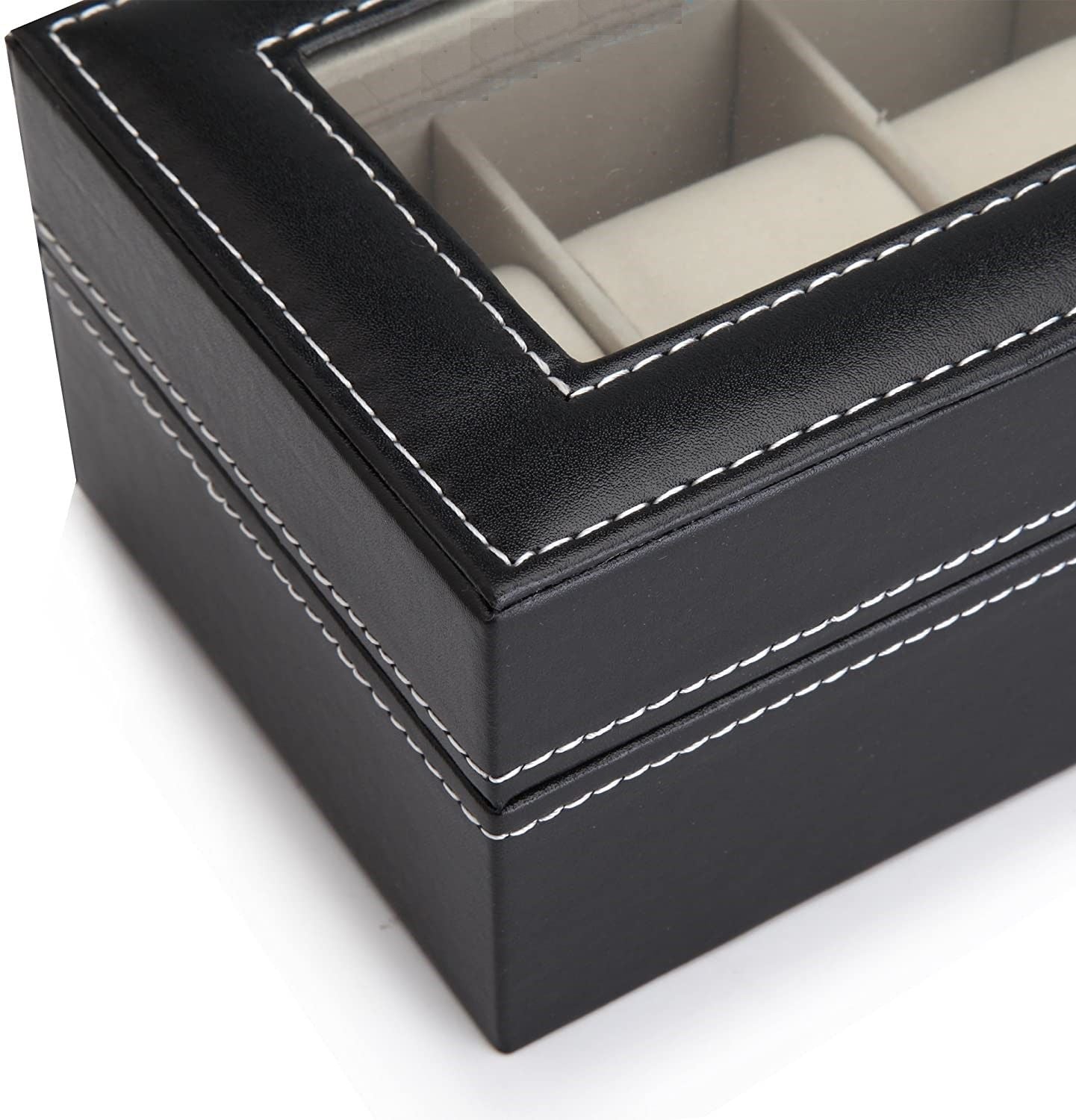 Black PU Leather Watch Organizer Display Storage Box Cases for Men & Women (6 slots) 6