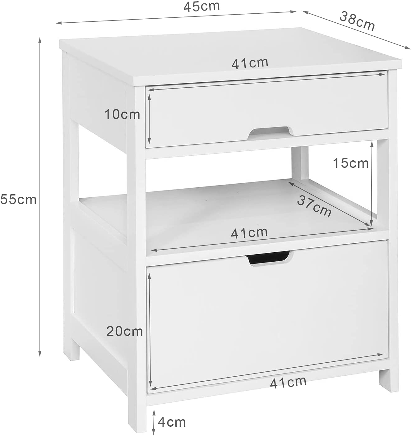 White Bedside Table with 2 Drawers 6
