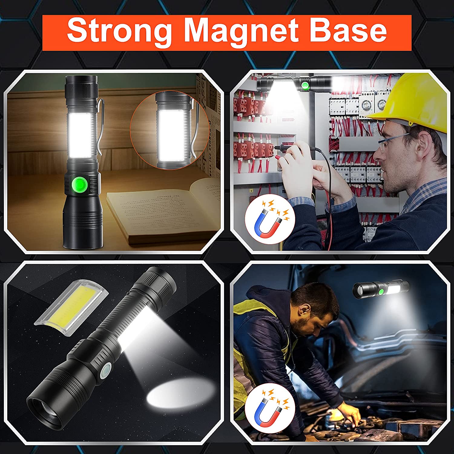 7 Modes Waterproof Rechargeable UV Light Flashlight Torch for Camping 5