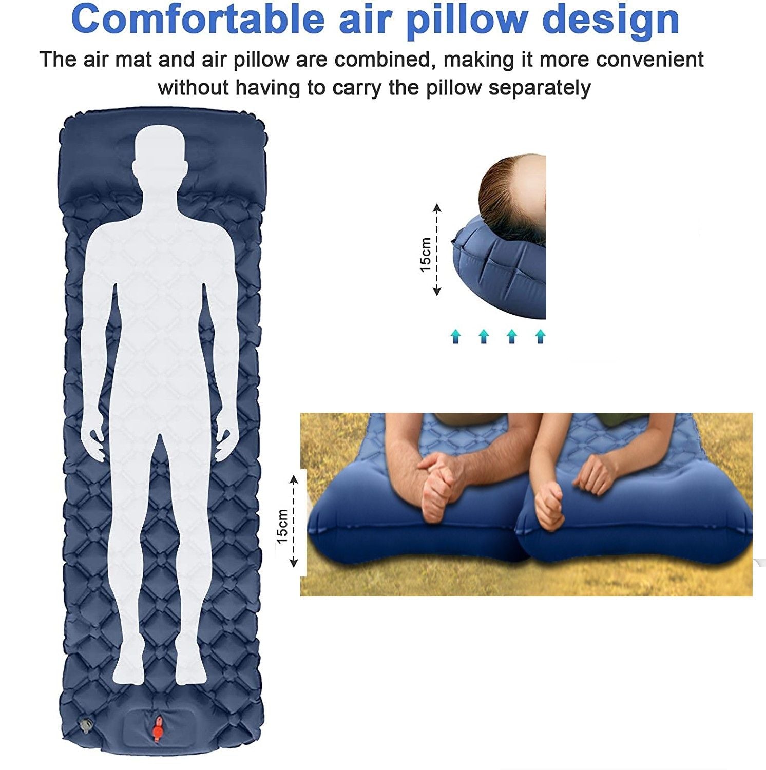 Ultralight Inflatable Camping Sleeping Pad with Pillow for Travelling and Hiking 4