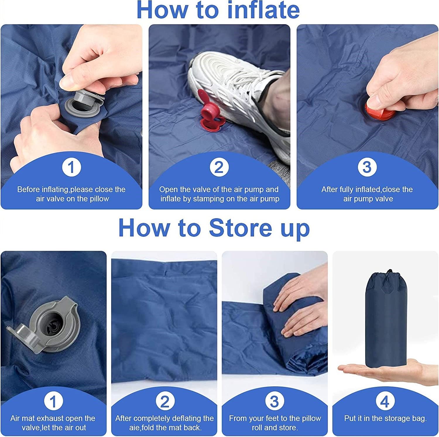 Ultralight Inflatable Camping Sleeping Pad with Pillow for Travelling and Hiking 5