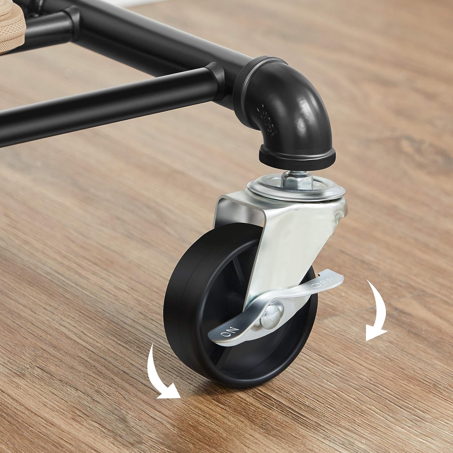 Industrial Clothing Rack Wheels Double Rod 8