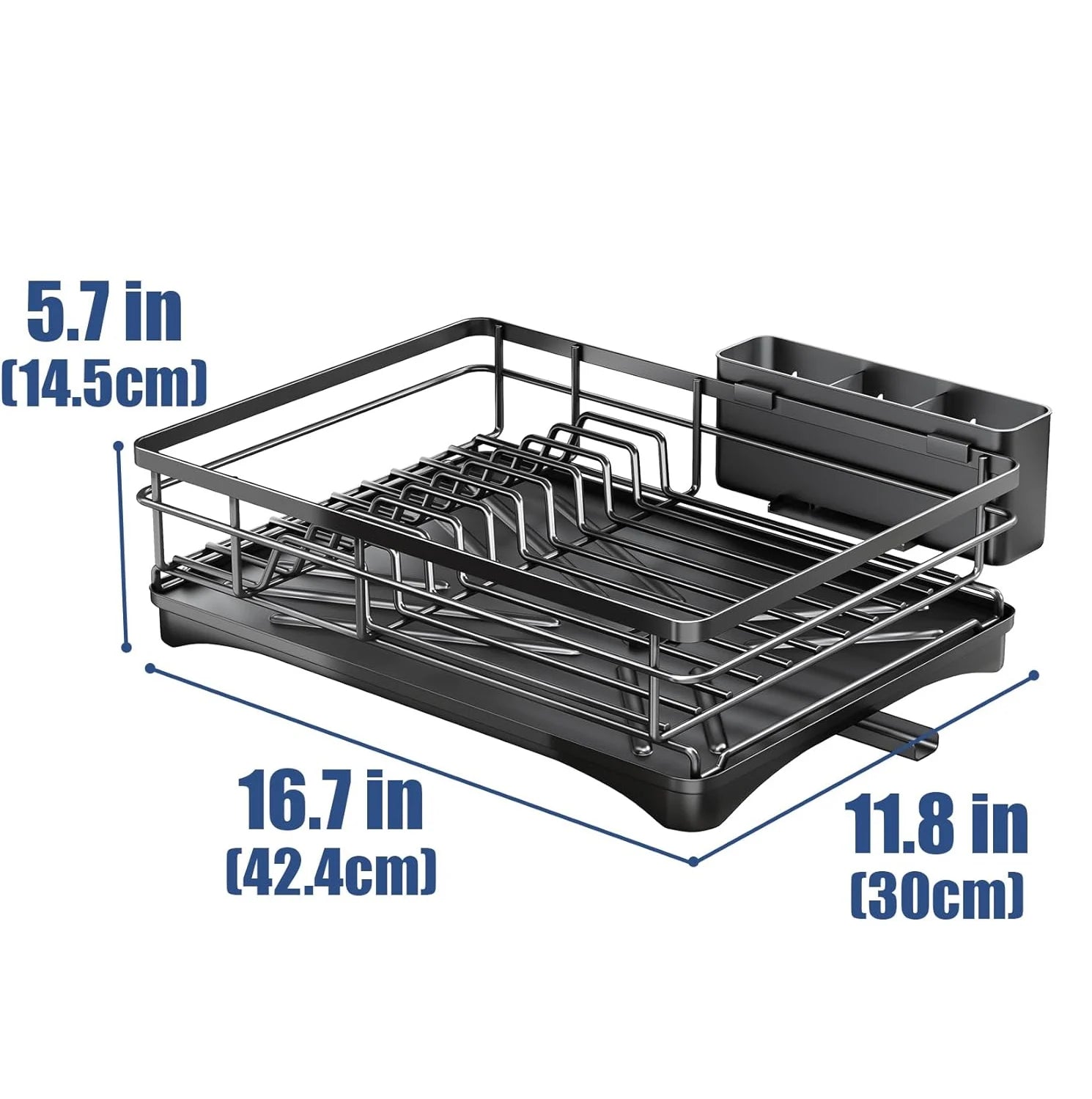 Large Dish Drying Rack with Drainboard Black 8
