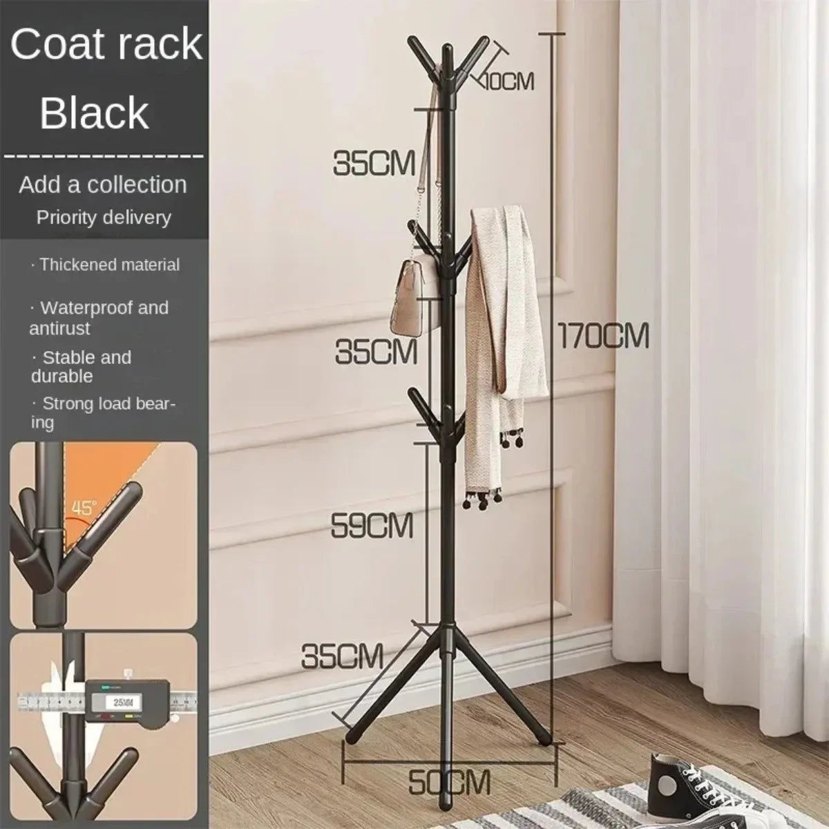 Floor-to-Floor Clothes and Hats Rack Holder 4