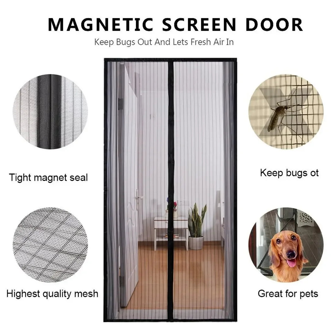 Magnetic Mosquito Net Door Curtain 90x210cm 3