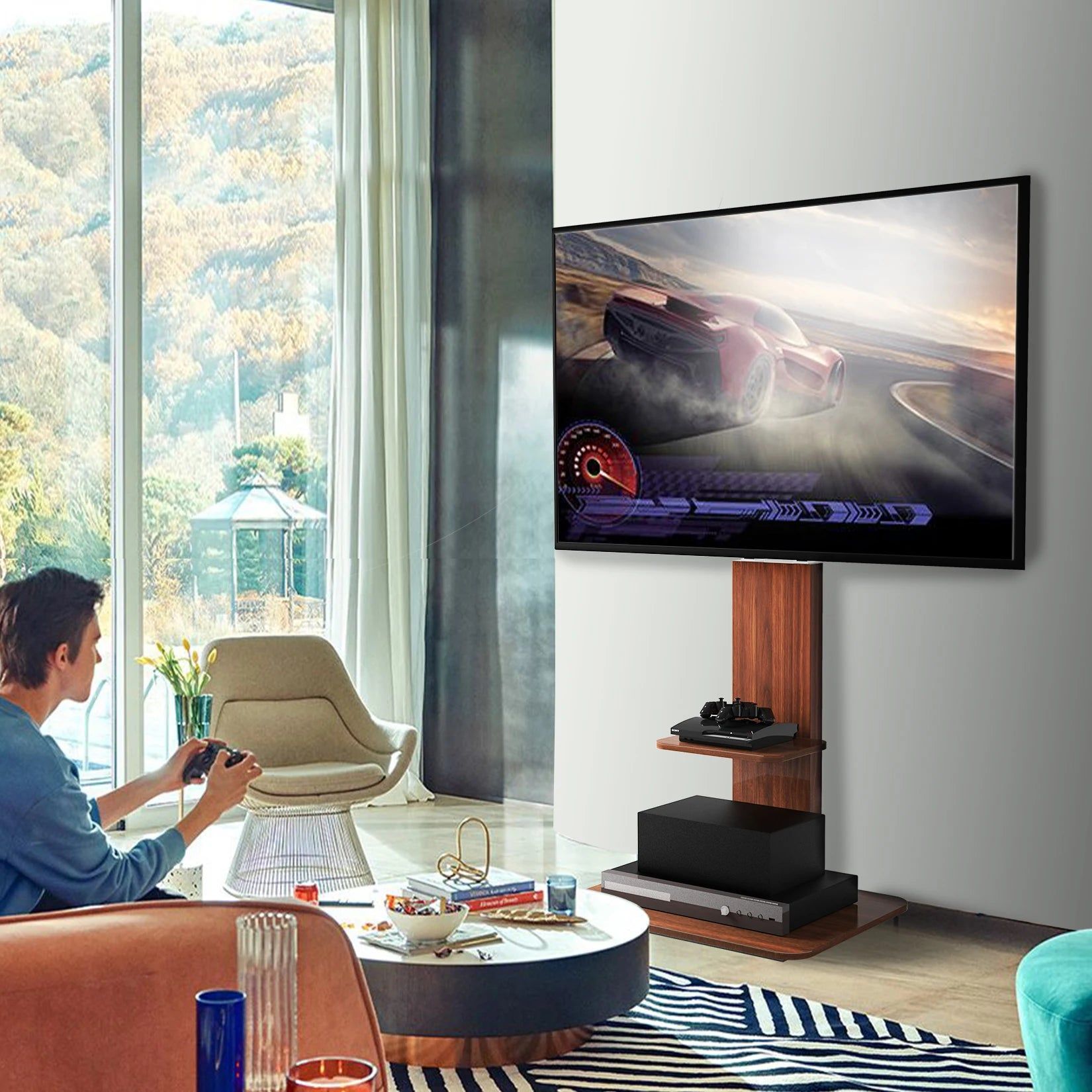 Adjustable Wood TV Stand for 32-65 Inch LCD LED 6