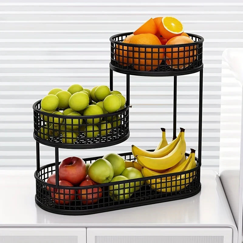 Black Stainless Steel Fruit Basket Storage 3