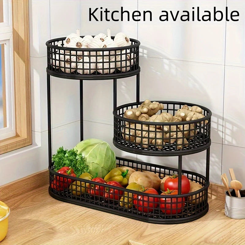 Black Stainless Steel Fruit Basket Storage 4