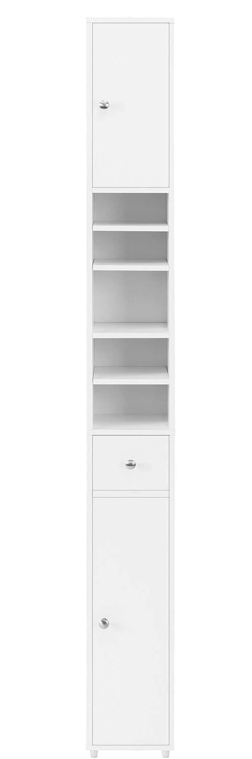 White Tall Bathroom Cabinet High Storage 4
