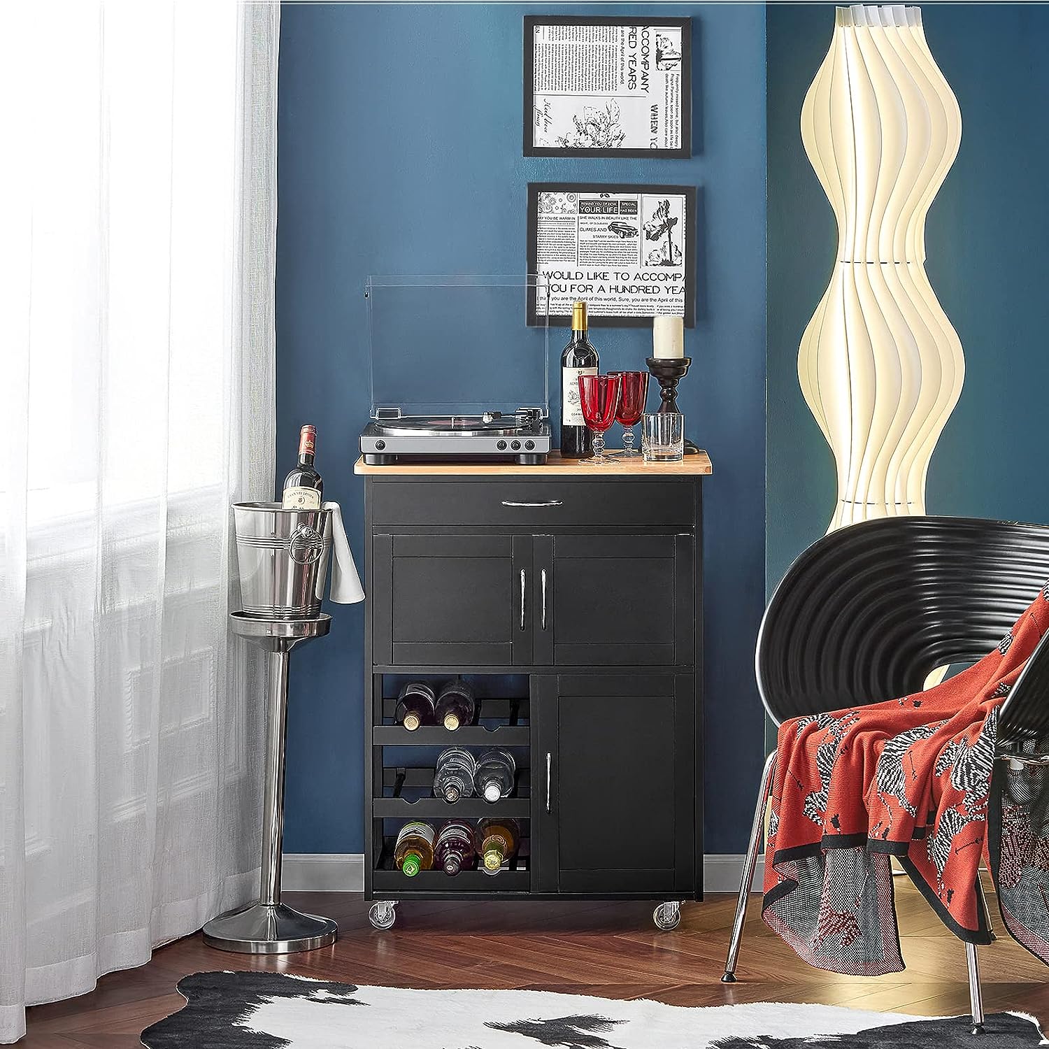 Kitchen Trolley Bottle Rack Drawer Cabinet 9